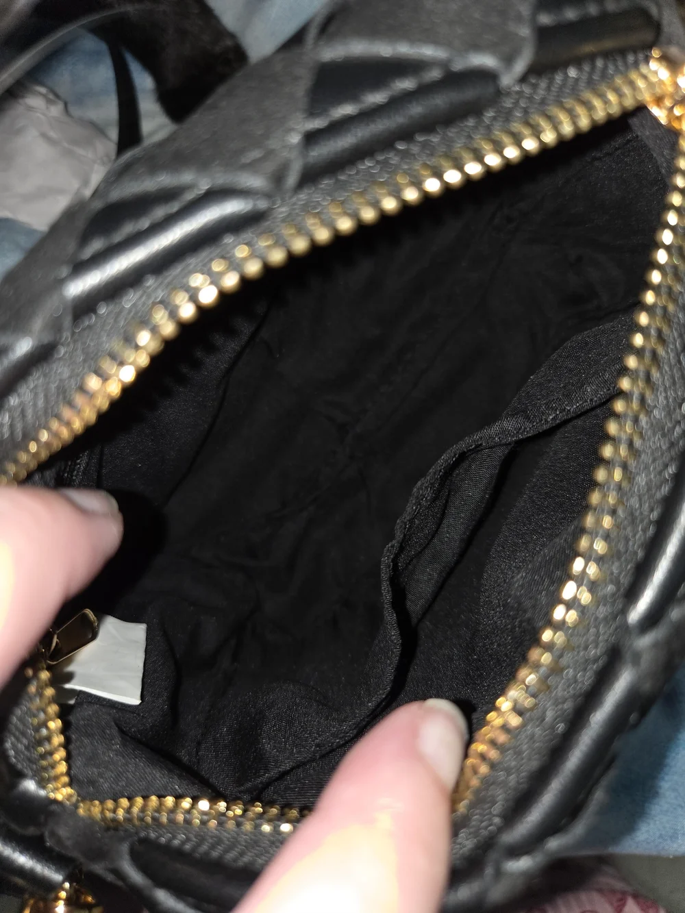 Time and Tru Black Woven Crossbody with Gold Hardware